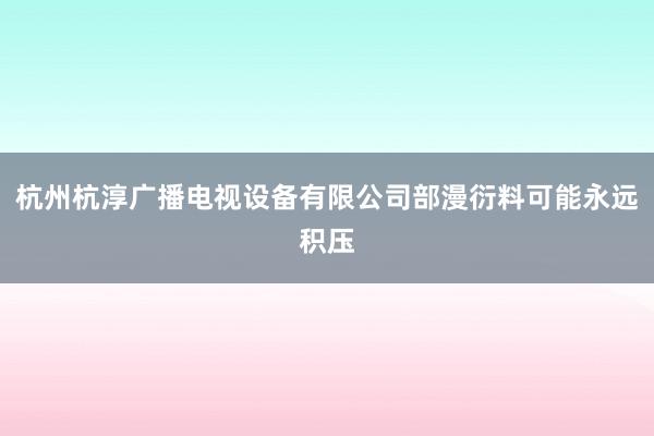 杭州杭淳广播电视设备有限公司部漫衍料可能永远积压