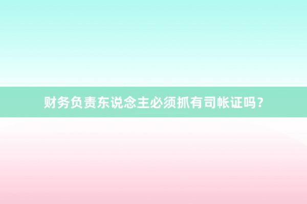 财务负责东说念主必须抓有司帐证吗?
